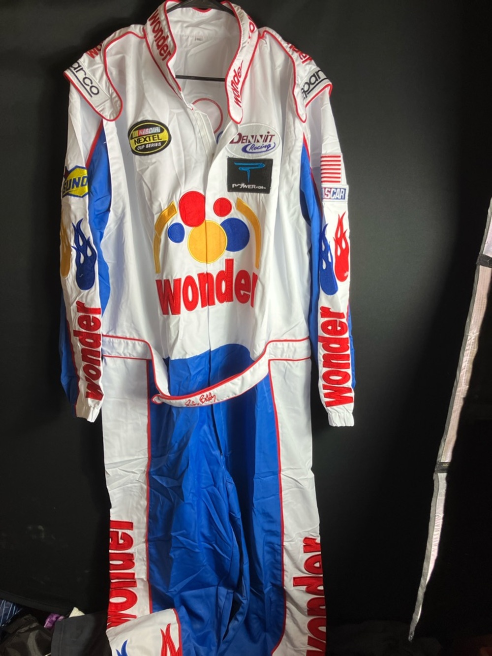Wonder Racing White and Blue Men's Racing Suit - Vintage Sponsor Jumpsuit